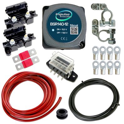 Zweitbatterieset 12V 140A BSR140-12 + 6m Kabel & 6-fach UniVAL Sicherungshalter