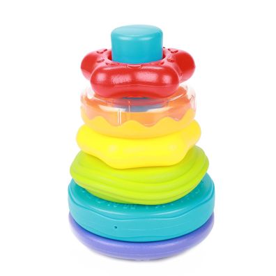 Toi-Toys LITTLE STARS Stapelturm & Rassel – Babyspielzeug 6-teilig ab 5 Mon