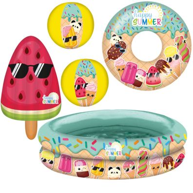 Happy People - Happy Summer Schwimmset (5-teilig) Planschbecken Schwimmring Pool