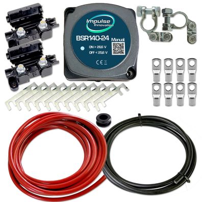 Zweitbatterieset 24V 140A BSR140-24 3,5m Kabel 10× 50A Streifensicherungen