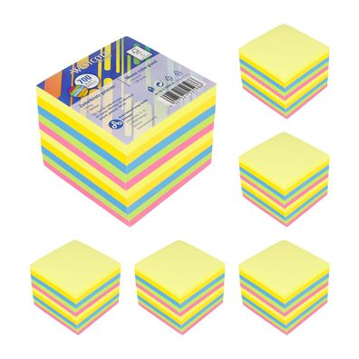 Zettelklotz Bunt Memo-Würfel Geleimt Notizzettel farbiges Papier 700 Blatt, 9 x 9 cm
