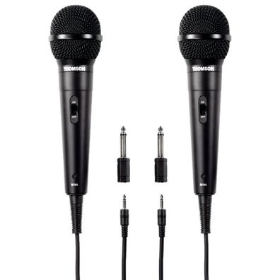 2x Set Thomson Dynamisches Mikrofon Mikro 2,5m Kabel Klinke Party DJ Mix Karaoke