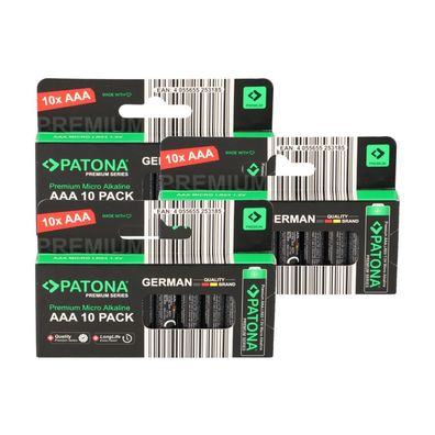 PATONA Premium 30x AAA Batterien (3x10er) Pack 1,5V Alkaline