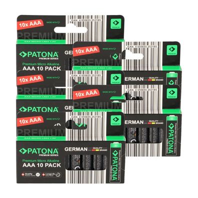 PATONA Premium 50x AAA Batterien (5x10er) Pack 1,5V Alkaline