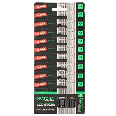 PATONA Premium 100x AAA Batterien (10x10er) Pack 1,5V Alkaline