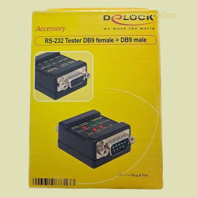 Delock® RS-232 Tester DB9 Buchse auf DB9 Stecker RS232 Verbindungstester