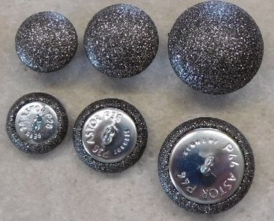 Polsterknöpfe mit Öse Kunstleder 807 Glitter Grau