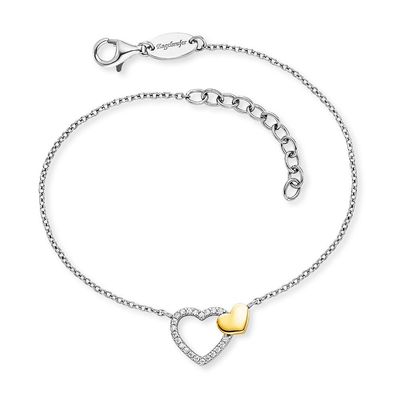 Engelsrufer Damen Armband 925 Silber ERB-HEARTBEAT-ZI-BIG, Herz Gelbgold plattiert