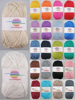 50g G-B Schulgarn Baumwolle Strick Häkelgarn zum Stricken Häkeln GP 43,80€/1kg