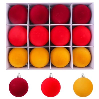 12 Stück 2,4 Zoll Weihnachtskugeln Weihnachtsbaumschmuck Bruchsichere Samt Weihnachte