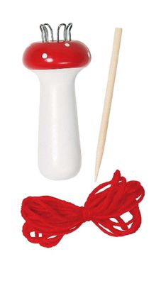 goki Strickpilz rot / weiß aus Holz GK427 Strickliesel Stricksusel