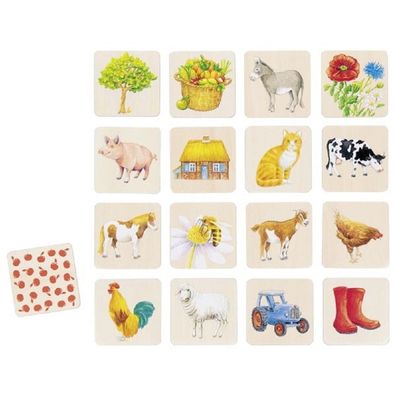 goki Memo Auf dem Land aus Holz 32tlg. Kinderspiel 56300 Memospiel