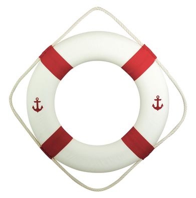 Rettungsring mit Anker Aufdruck, Wanddeko Seenot Ring Rot/Weiß Ø 50 cm