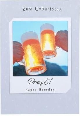 3D Polaroid Klappkarte - Zum Geburtstag Prost! Happy Beerday!