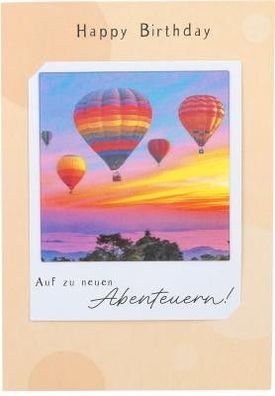 3D Polaroid Klappkarte - Happy Birthday Auf zu neuen Abenteuern!