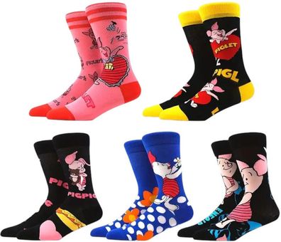 Ferkel Sockenpack - 5 Disney Cartoon-Paare in Rosa & Weiß