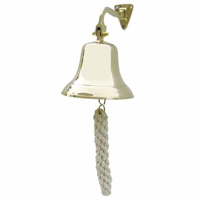 Schiffsglocke, Glocke, Wandglocke mit Halter & Bändsel, Messing Ø 12,5 cm