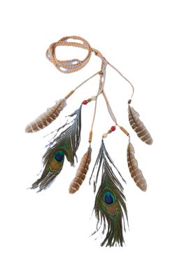 Indianer Hippie Lederband m Federn Kette oder Gürtel Karneval Fasching Kostüm