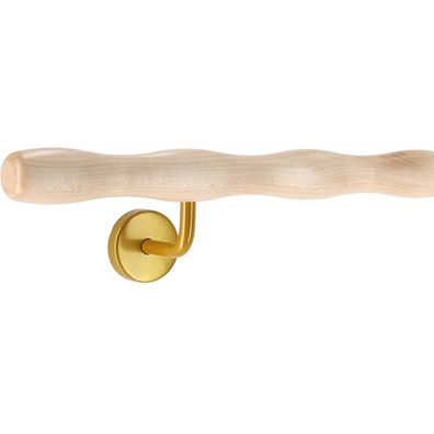 Ahorn Holz Handlauf wellenförmig Ø 42 mm gewinkelte Edelstahl Handlaufhalter