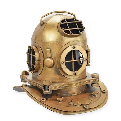 Blechmodell Taucherhelm H 32 cm goldener Helm Taucher Deko Taucherglocke Retro