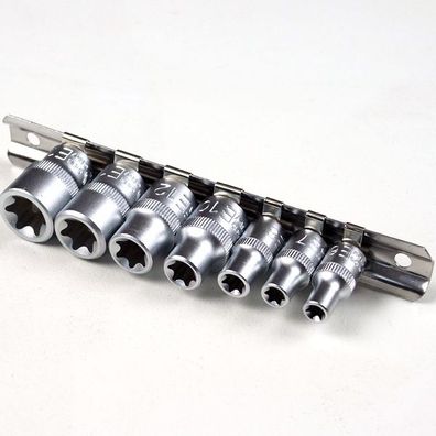 Steckschlüssel-Satz E-Profil Außen Torx Nüsse SW E6 - E16, Antrieb 1/4" 3/8"