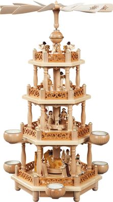 Richard Glaesser Pyramide Heilige Familie natur 3-stöckig für Teelichte Erzgebirge