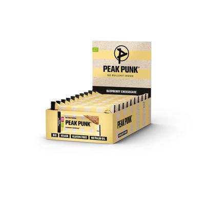 45,30 €/Kg | Peak Punk BIO High-Protein Bar vegan - Raspberry Cheesecake 12x55g