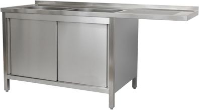 Gastronomie Hotel Küche Spülzentrum 1800 x 600 x 850 mm 2 Becken links 600 mm