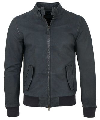 Freaky Nation - Herren Lederjacke Blouson Lammnubuk navy