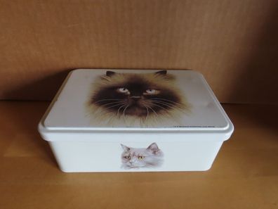Blechdose leer Motiv mit vier Katzenköpfen biscuiterie la trinitaine/ ca.19,5x13cm