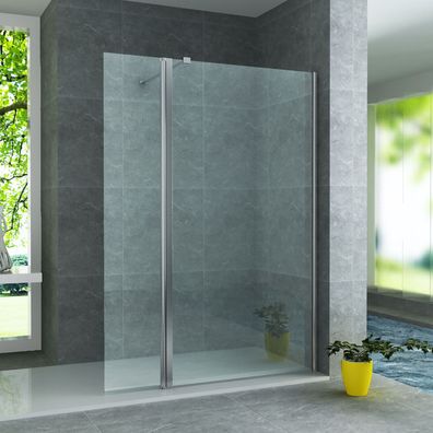 Belvit Duschwand 200x30cm 8mm Glas mit Nanobeschichtung Duschabtrennung