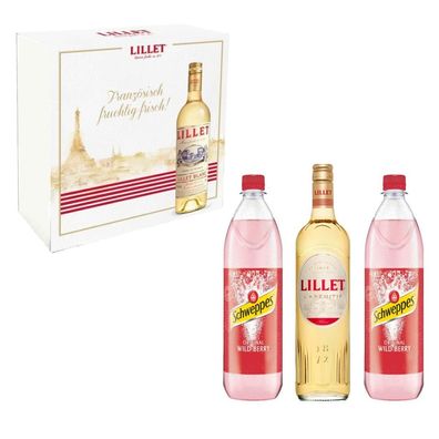 Lillet Wild Berry Geschenkset - Lillet Blanc 0,75L + 2 Schweppes Wildberry 1L