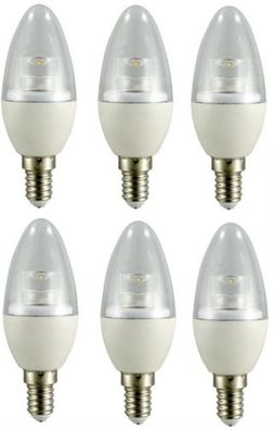 6er Set LED Leuchtmittel C37, 6W, 470lm, E14, Dimmbar, Energiesparlampe