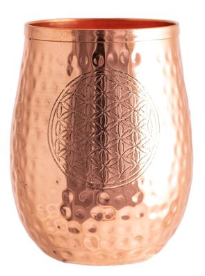 Trinkbecher Kupfer 450 ml Blume des Lebens Kupfertrinkbecher Energetisierer