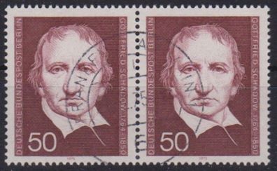 Berlin 1975 gestempelt wPaar MiNr. 482 125. Todestag von Gottfried Schadow