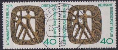 Berlin 1975 gestempelt waagerechtes Paar MiNr. 493 Gymnaestrada, Berlin