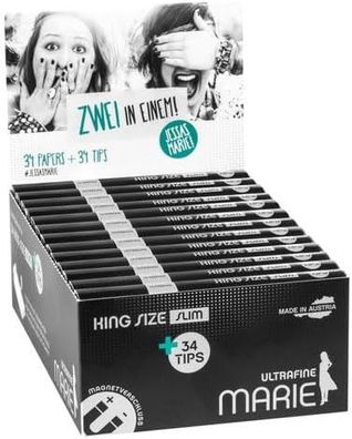 Marie King Size Slim plus Tips - 26 Heftchen mit je 34 Blättchen + 34 Tips
