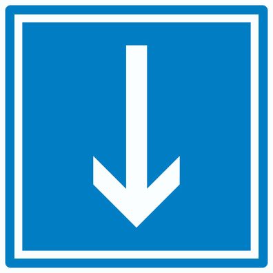 Richtungspfeil runter Aufkleber Quadrat weiss blau Pfeil