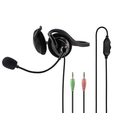 Hama Neckband Headset Nackenbügel 2x 3,5mm Stereo PC Kophörer mit Mikrofon Mikro