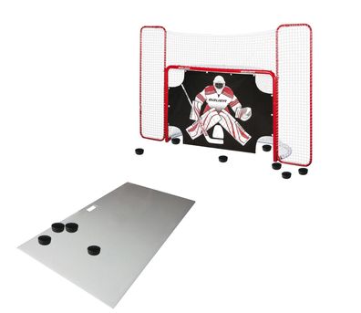 Schusstraining Set - Tor + Pucks + Shooting Pad + Shooter