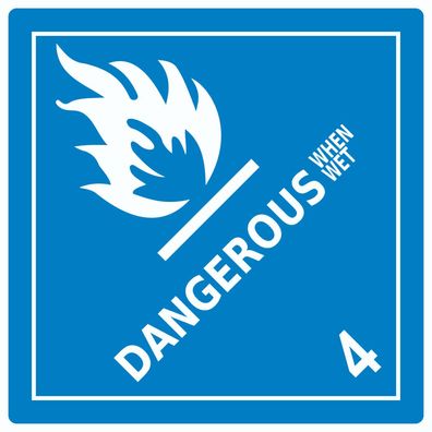 Aufkleber Quadrat wasserreaktive Stoffe Symbol Dangerous when wet