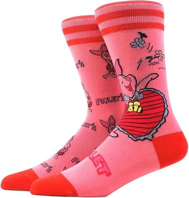 Ferkel Socken - Disney Piglet 3/4-Cartoon-Socken in Rot & Rosa