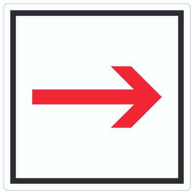 Richtungspfeil rechts Aufkleber Quadrat rot weiss schwarz Pfeil