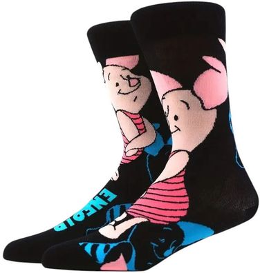 Ferkel Socken - Disney Piglet 3/4-Cartoon-Socken in Schwarz, Pink & Blau