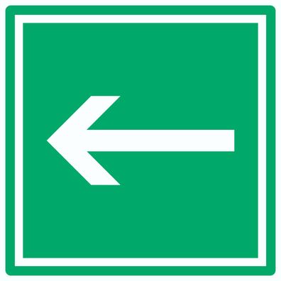 Richtungspfeil links Aufkleber Quadrat weiss grün Pfeil