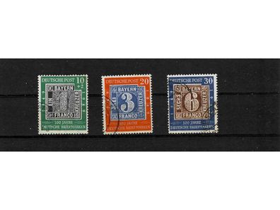 Bund, MiNr. 113-115 gestempelt, 100 Jahre Deutsche Briefmarken