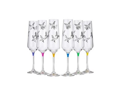 Sektgläser Butterfly 200 ml 6er Set Kristallglas Bohemia Crystalex