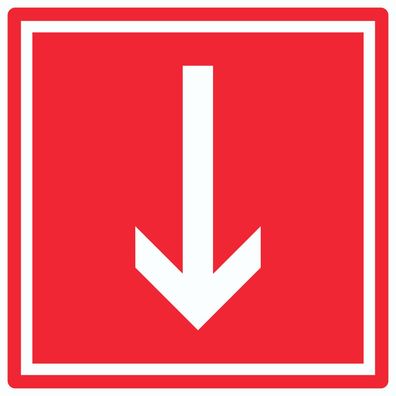 Richtungspfeil runter Aufkleber Quadrat weiss rot Pfeil