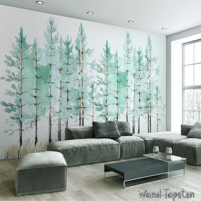 Vlies Fototapete Wandtapete Wandbilder Moderne Schlichte Mintgrüne Wald 3112