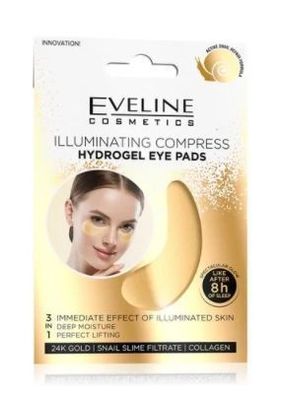 Eveline Hydrogel Augenpads - Aufhellende Kompressen, 2er Pack fuer Strahlende Augenpa